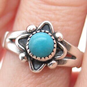 1990 Authentic Signed Ring Bell Navajo Sterling Silver 925 Vintage Turquoise s 6